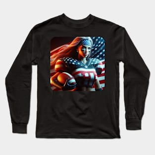 American Woman NFL Football Player #19 Long Sleeve T-Shirt